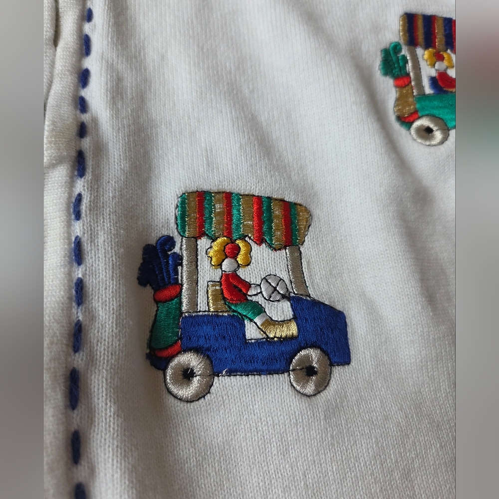 Vintage Bobbie C Embroidered Golf Patch Knit Cardigan Jacket Women Full Zip sz L - Picture 4 of 10